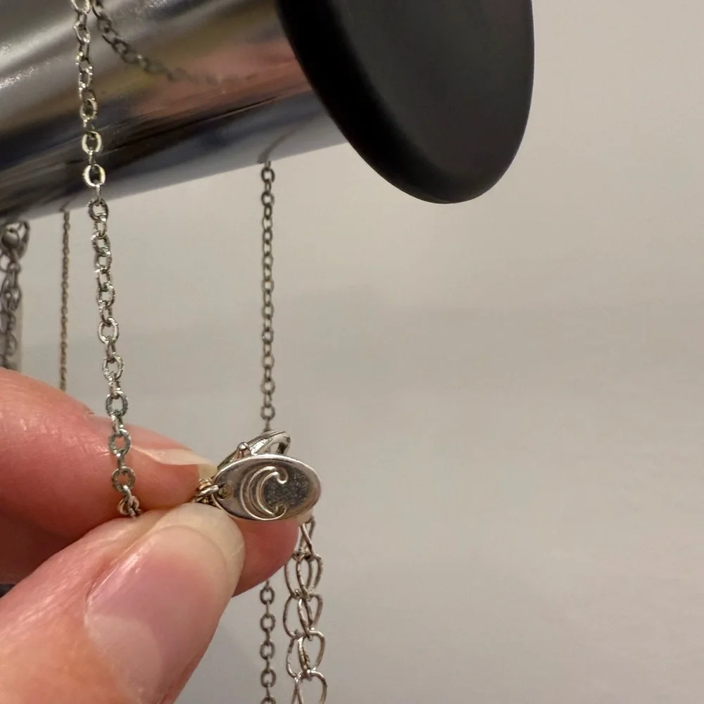 Charming Charlie Silver Pearl Diamond Encrusted Necklace - Picture 3 of 3